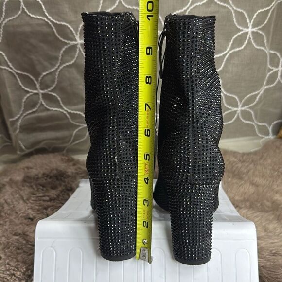 (W2) ZARA‎ Women's Black Rhinestone Heeled Ankle Boots Size 37/6.5US - Picture 11 of 12